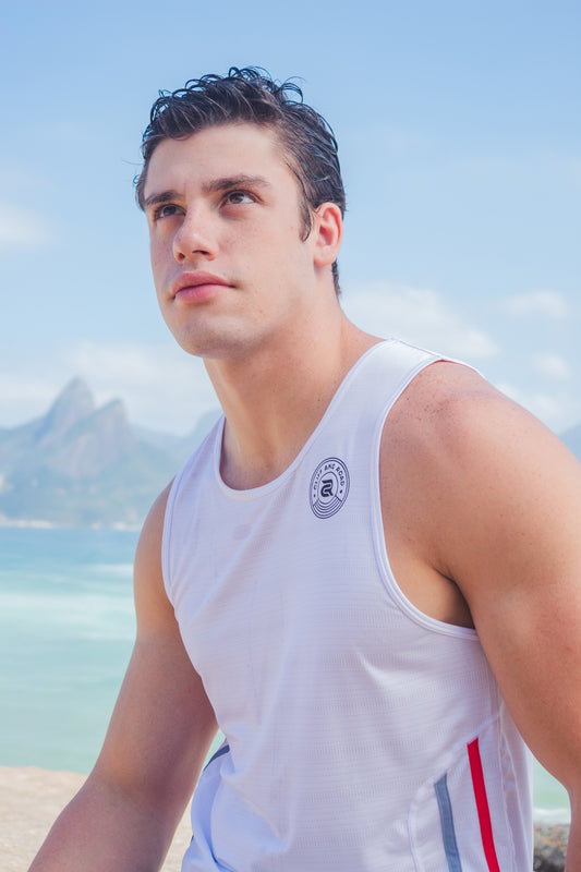 El Sierra Tank – Eagle | Men’s Relaxed Fit White Running Tank Top