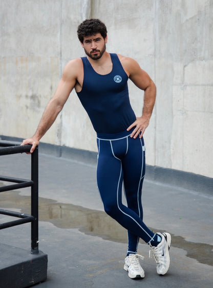 SculptureFit Men’s Compression Tank – Tulum Blue