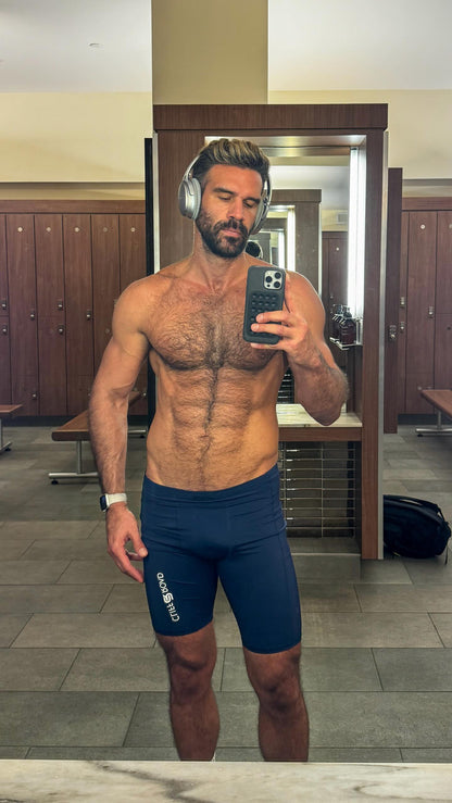 The Diego Racer short in Midnight Rivera