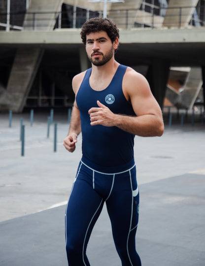 SculptureFit Men’s Compression Tank – Tulum Blue