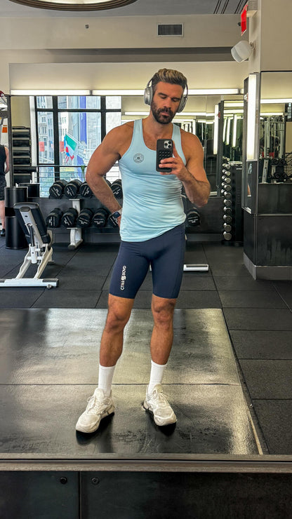 The Diego Racer short in Midnight Rivera