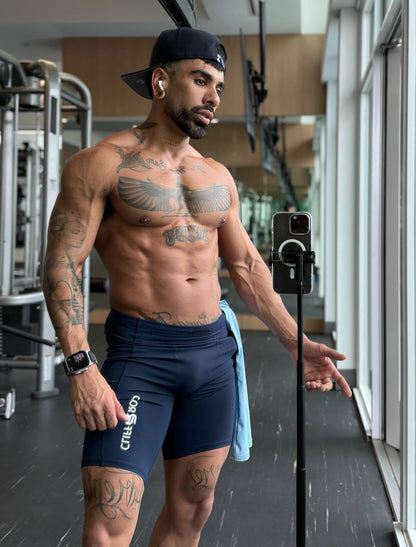The Diego Racer short in Midnight Rivera