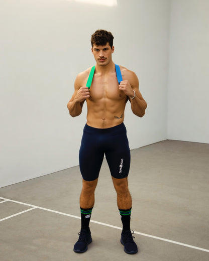 The Diego Racer short in Midnight Rivera