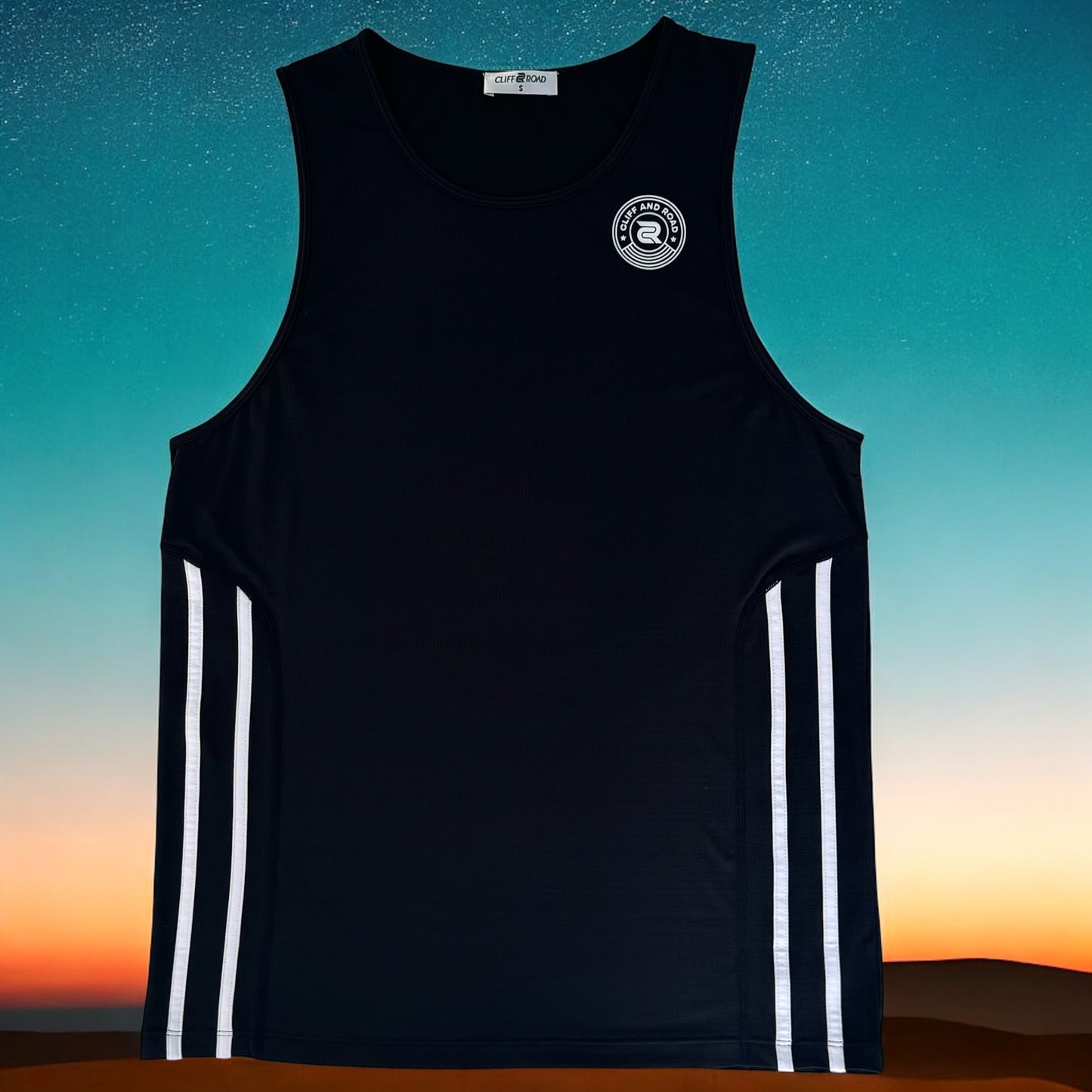 El Sierra Tank in Noche – Men’s Relaxed Fit Black Workout Tank Top
