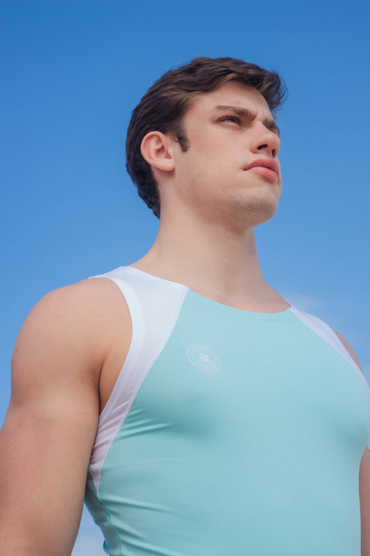 Camp Laurel Tank – Leche | Men’s Fitted Performance Tank Top